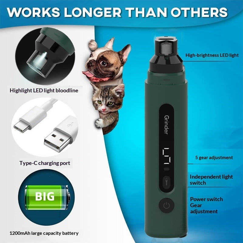 Bærbar Elektrisk Klo-Trimmer – Præcis & Skånsom Neglepleje til Kæledyr | LIRA
